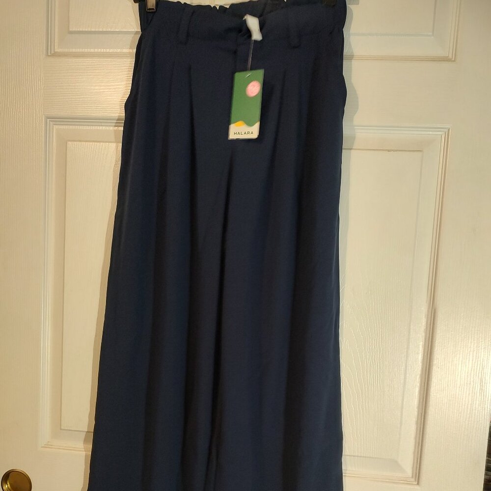 Halara Pants Womens Medium Dark Blue High Rise Wide Leg Pant New